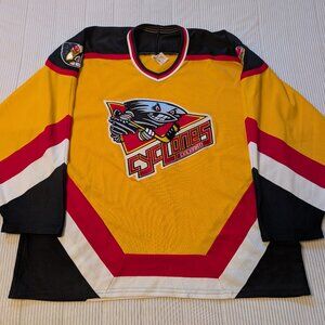 Vintage Cincinnati Cyclones Yellow Hockey Jersey 1990's Bauer EUC XXL
